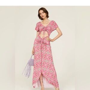 Misa Los Angeles Pink Floral Maxi Dress